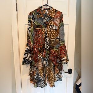 Colorful funky asymmetrical Patterned Long Sleeve tunic